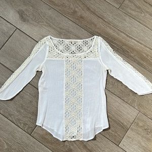 Rachel Roy Lace Crepe Blouse Sz S Cream